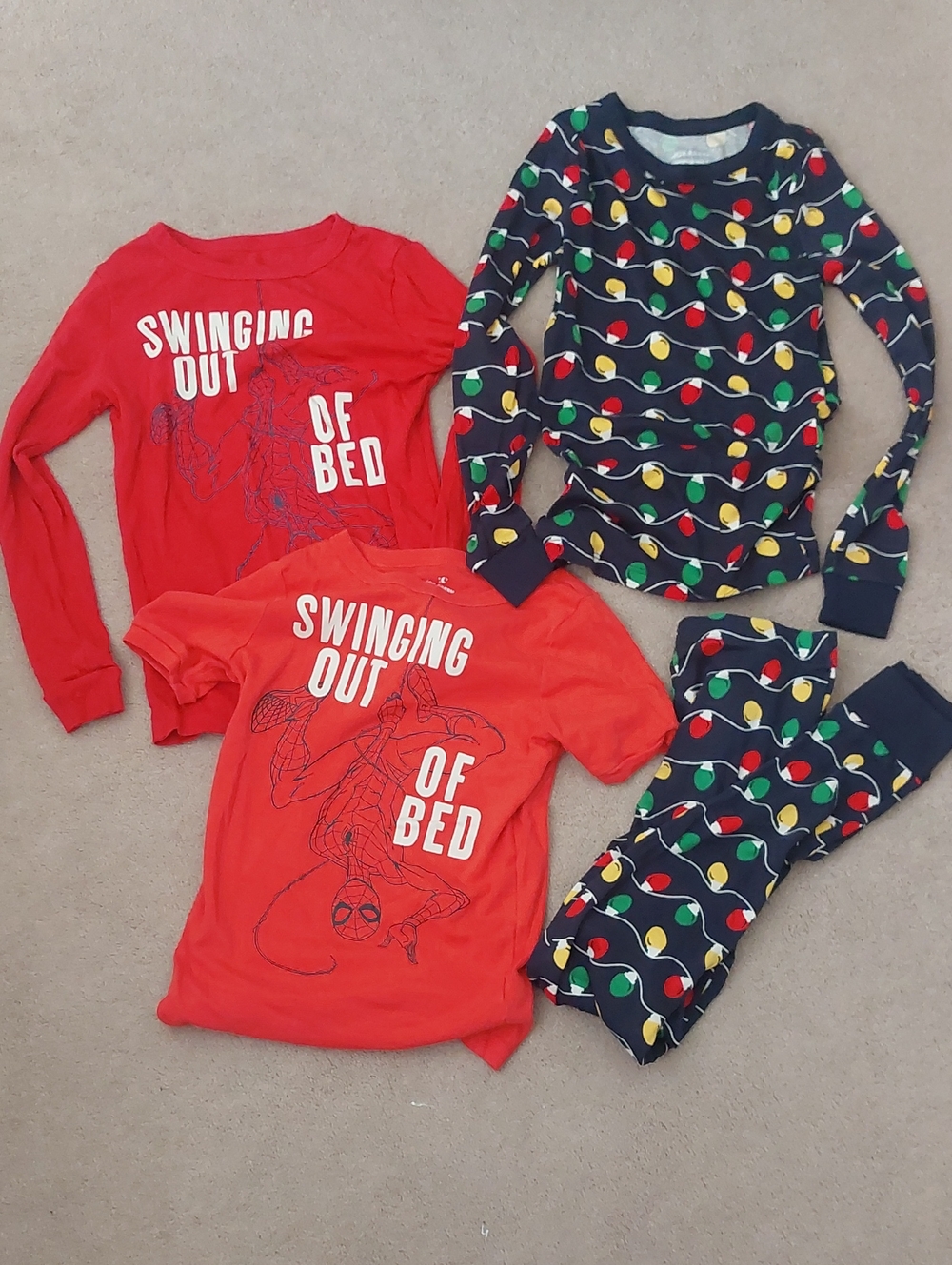 Joe Fresh Red and Navy Holiday Light Kids Pajama Tops